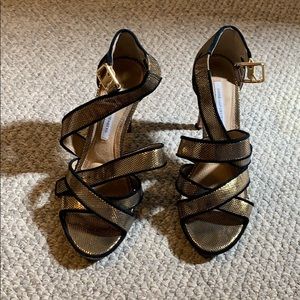 Diane Von Furstenberg gold strappy sandals